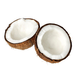 Image showing two halfs of coconut isolated on white