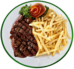 Image showing steak with fried potatoes