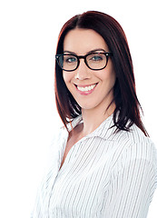 Image showing Smiling business lady in eyeglasses, closeup shot