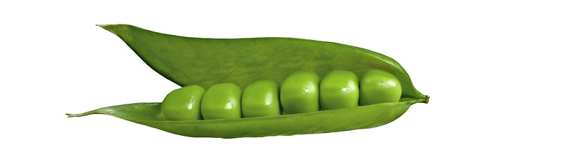 Image showing fresh green peas isolated on a white background