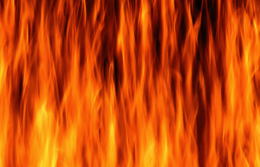 Image showing Close-up of fire and flames on a black background