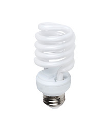 Image showing Energy saving fluorescent light bulb on white