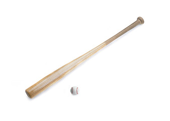 Image showing Baseball bat and ball isolated