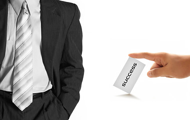 Image showing hand of businessman offering businesscard