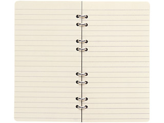 Image showing Recycle paper notebook open two pages on white background