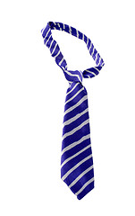 Image showing blue striped necktie on a white background