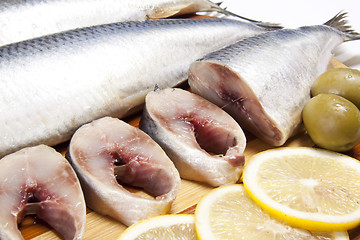 Image showing Fish with lemon and olive