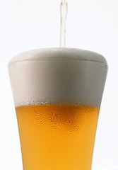 Image showing Light beer poured in a glass isolated on a white