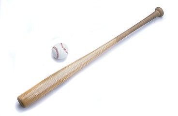 Image showing Baseball bat and ball