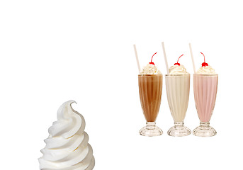 Image showing Soft ice-cream top with cherry top milkshakes