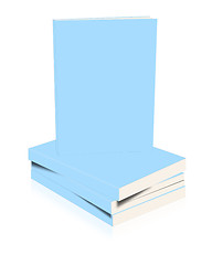 Image showing stack of blue books over white background