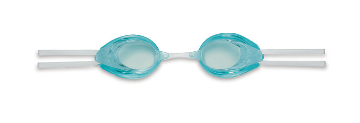 Image showing blue glasses for swim on white background