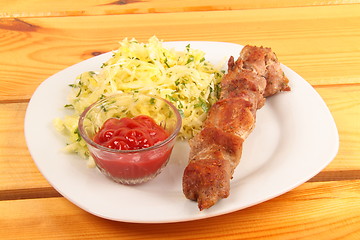 Image showing Grilled chicken and salad