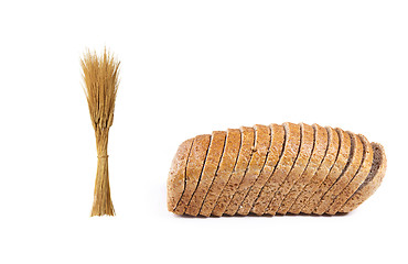Image showing wheat and loaf of bread isolated