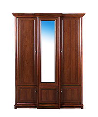 Image showing vintage wooden wardrobe on a white background