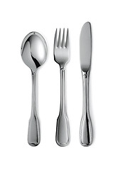 Image showing Fork spoon and knife isolated