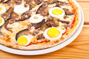 Image showing Pizza with egg and cheese