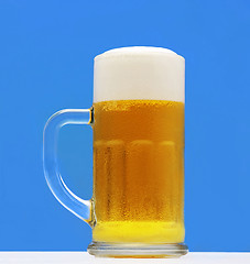 Image showing Beer glass on a blue background
