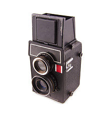 Image showing Twin lens reflex old photo camera isolated on white