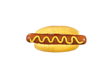 Image showing Freshly  hot dog with yellow mustard