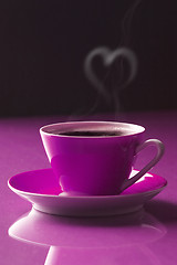 Image showing Purple Coffee cup with love