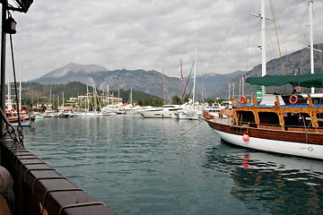 Image showing Boats docked at port