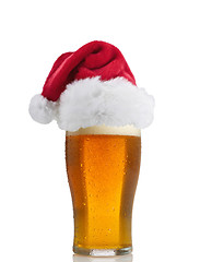 Image showing Santa Claus hat with beer