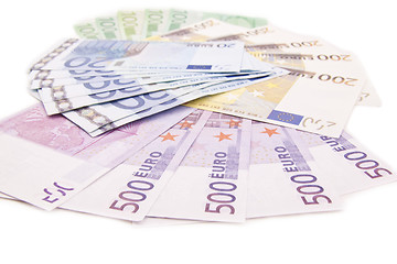 Image showing European currency banknotes on white background