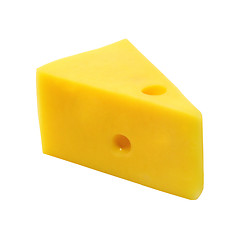 Image showing Big piece of yellow cheese on white background