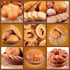 Image showing collage of assortment of baked bread