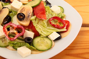 Image showing vegetable salad with mushrooms close up