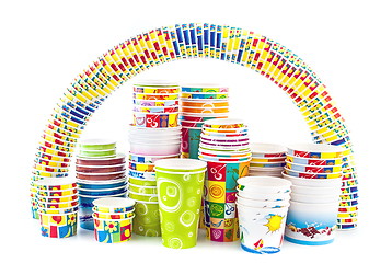 Image showing Rainbow of ice cream paper cup