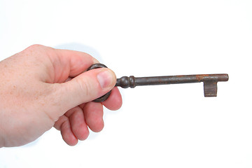 Image showing Old key in hand