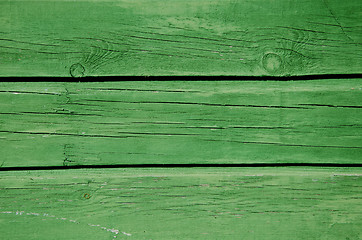 Image showing Background green paint wooden board wall closeup 