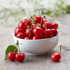 Image showing fresh red cherries