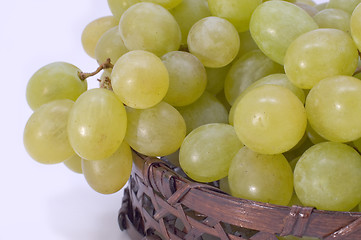 Image showing Green grapes in basket.