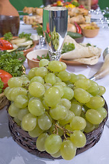 Image showing Green grapes in basket.