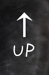 Image showing Up - word written on a blackboard with an arrow