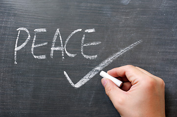 Image showing Peace - word written on a blackboard