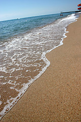 Image showing Sandy coast of lake.
