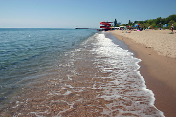 Image showing Sandy coast of lake.