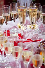 Image showing bride and groom glasses of champagne