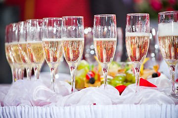 Image showing glasses of champagne on festive table