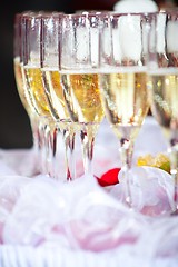 Image showing glasses of champagne on festive table