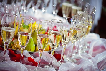 Image showing glasses of champagne on festive table