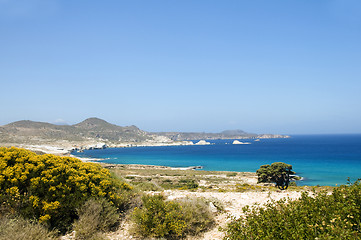 Image showing limestone beach Mediterranean Sea Milos Greek Island Cyclades Gr