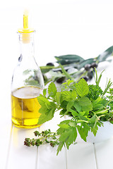 Image showing Herbs with olive oil