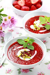 Image showing Cold strawberry soup