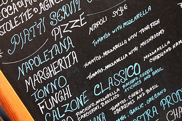 Image showing Pizzeria menu
