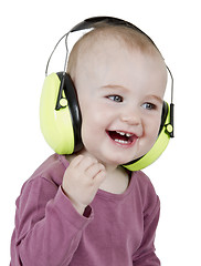Image showing young child with ear protection